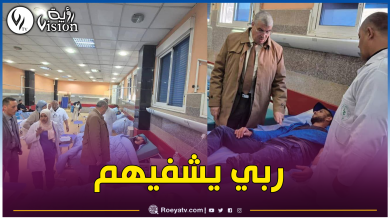 صورة بالصور.. والي وهران يطمئن على المصابين في حادث حي الصنوبر